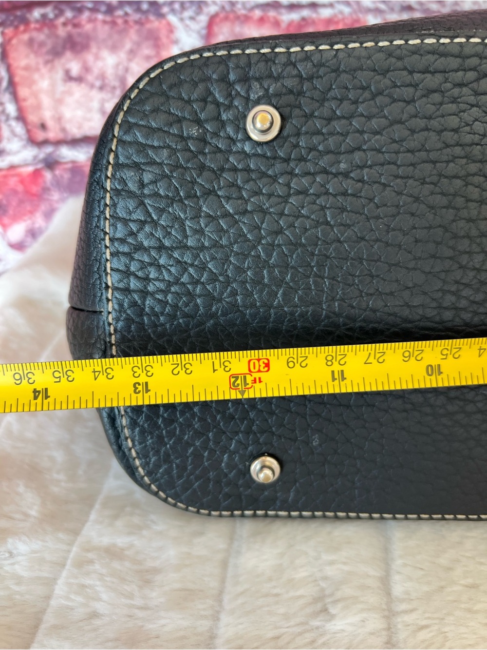 Dooney & Bourke Vintage Embossed Pebbled Leather Dome Satchel - Black - Picture 9 of 10